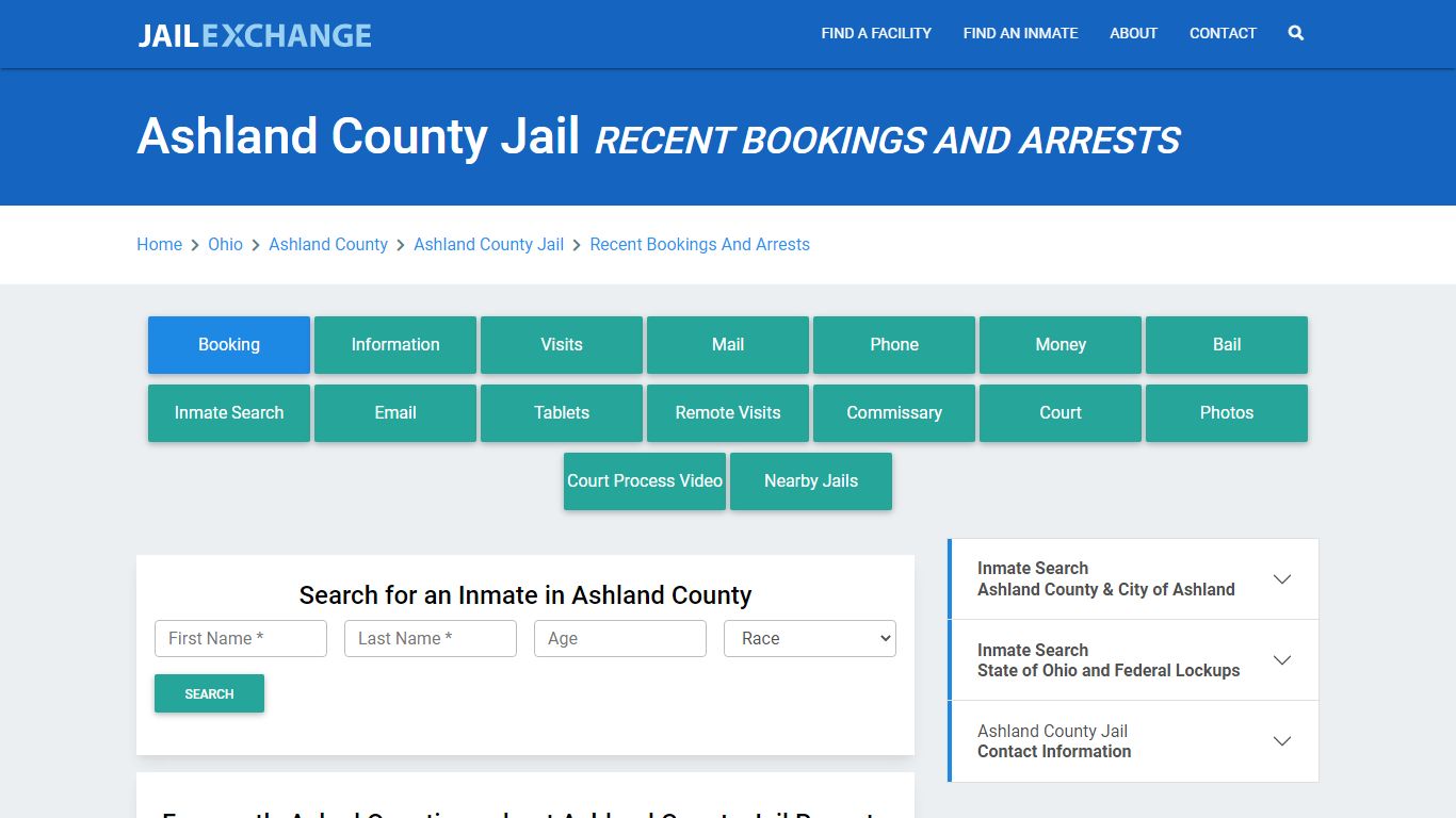 Ashland County Jail OH Recent Arrests and Bookings - Jail Exchange