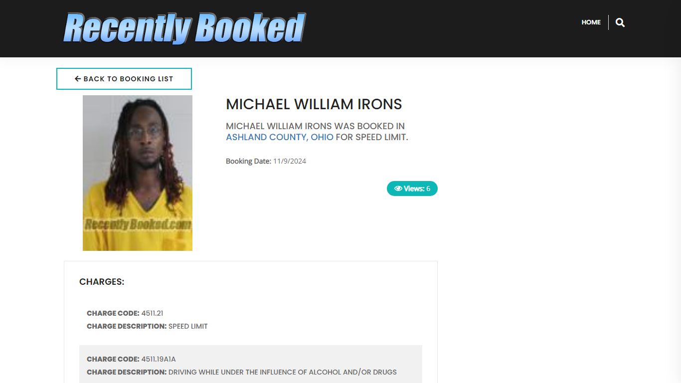 Recent Booking / Mugshot for MICHAEL WILLIAM IRONS in Ashland County, Ohio